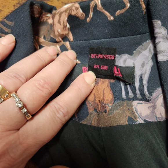 Rock & Roll Cowgirl Horse Print Blazer - Black and Brown - Picture 4 of 8